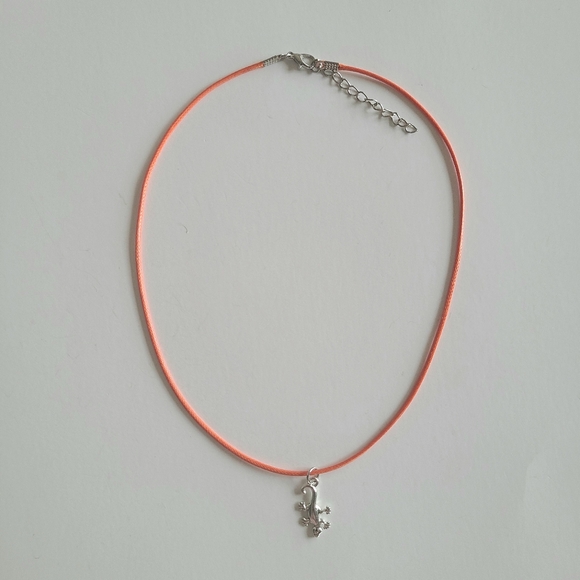 Lizard Orange Cord Necklace - Picture 1 of 4